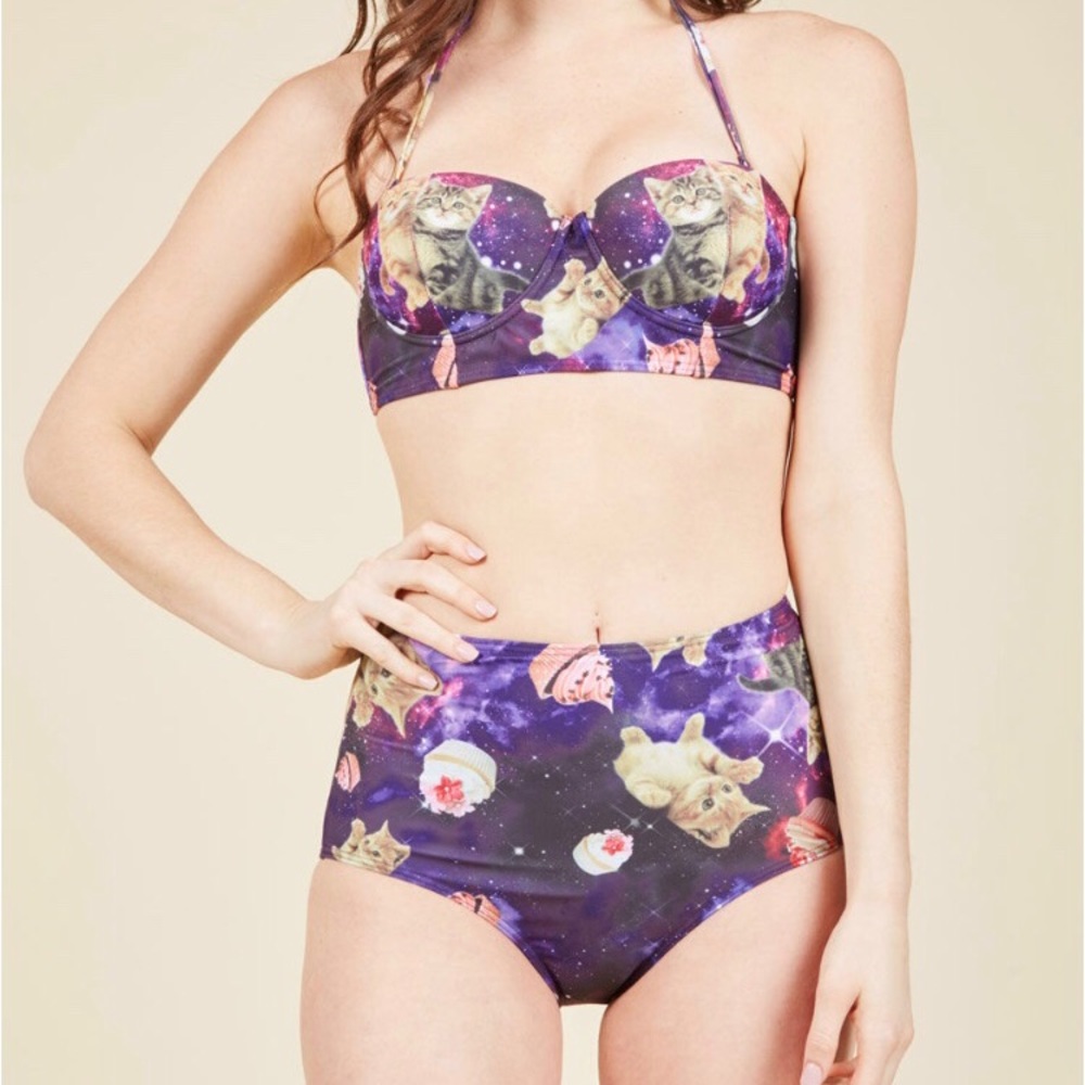 CATS IN SPACE high waisted bathing suit